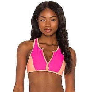 Adam Selman High Dive bikini top ultra pink small